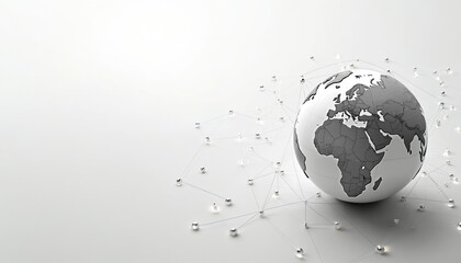 Fototapete - Illustration of globe featuring interconnected lines, representing global network. Signifies global network, significance in public procurement. Illustrates international business, communication,