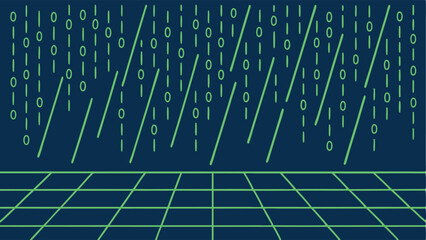 Abstract digital matrix background representing binary code and data flow concept in technology
