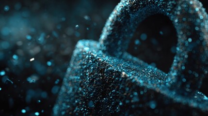 Aufkleber - Macro Shot of a Sparkling Blue Chain Link, Symbolizing Cybersecurity and Digital Protection, Ideal For Technology Consulting : Generative AI