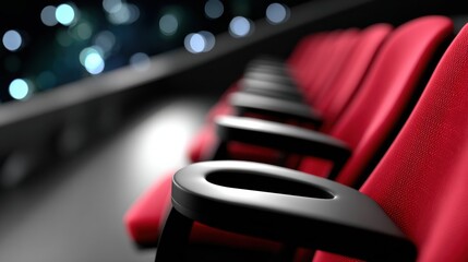 Aufkleber - Rows of Red Theater Seats in Auditorium, Representing Entertainment and Leisure Activities, Ideal for Event Promotion and Cultural Experiences : Generative AI
