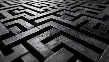 Intricate maze pattern of sculpted blocks.