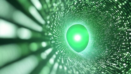 Poster - Digital Universe: Futuristic representation of a data tunnel. A luminous sphere illuminates a digitally constructed tunnel with interconnected pathways of information.