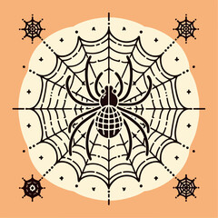 illustration of  a web with spider