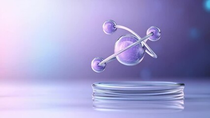 Leinwandbilder - Atom structure with 3D illustration: A captivating 3D rendering showcases a sleek atom model. The design captures the essence of scientific innovation and discovery.