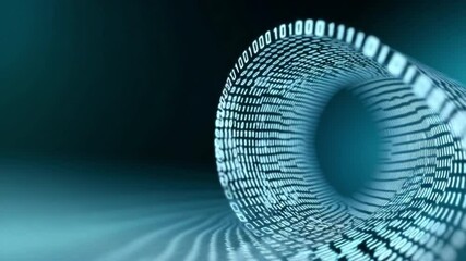 Poster - Binary Code Tunnel Vision: A captivating visual of a tunnel formed by binary code, representing the digital realm. The tunnel's core structure conveys data flow.