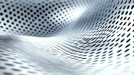 Leinwandbilder - Abstract Metal Mesh: Abstract image of a silver metal mesh forming dynamic wave-like shapes. The circular perforations create a subtle texture.