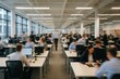 © Bijac - Busy Modern Office Interior with Blurred People Working at Desks and Walking Long Exposure Shot