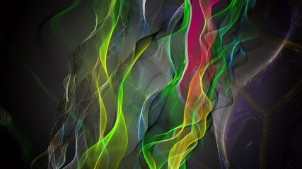 Wall Mural - fantastic video animation with particle wave object in slow motion, 4096x2304 loop 4k