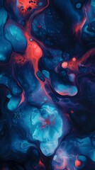 Wall Mural - digital technology blue red liquid paint pattern texture illustration poster background