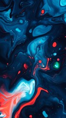 Wall Mural - digital technology blue red liquid paint pattern texture illustration poster background