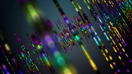 Wall Mural - futuristic video animation with glowing stripe objects in slow motion, 4096x2304 loop 4k