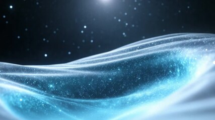 Aufkleber - Mystical Winter Waves: A mesmerizing depiction of ethereal waves, shimmering with a celestial glow and an element of magic, set against the backdrop of a starry night sky. 