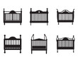 © BIBI - crib icon silhouette vector illustration set