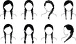© Ahsan - Vector illustration showcasing various braided hairstyle examples on faceless female figures in a clean and minimalist style