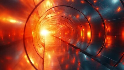 Poster - Tunnel of Light: A striking image of a radiant tunnel, bathed in fiery orange hues, beckons with its promise of transformation and the unknown.