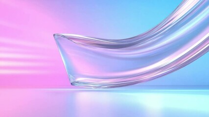Poster - Abstract flowing transparent ribbon: A mesmerizing abstract composition featuring a translucent, flowing ribbon elegantly curving across a gradient backdrop, evoking a sense of movement, fluidity.