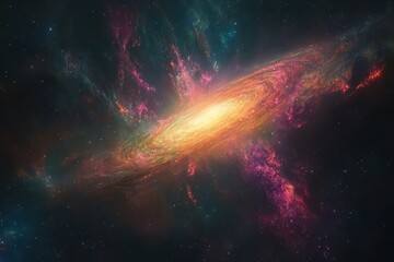 Wall Mural - colorful cosmic galaxy in deep space showcasing vibrant colors and swirling stars, colorful cosmic g