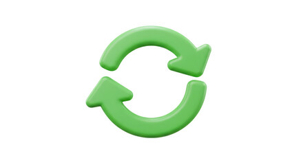 3d green recycle arrows icon isolated on transparent background