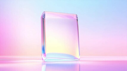 Aufkleber - Elegant Glass Sculpture: A minimalist, transparent glass sculpture with soft curves and a reflective surface stands out against a gradient background. This image showcases simplicity.