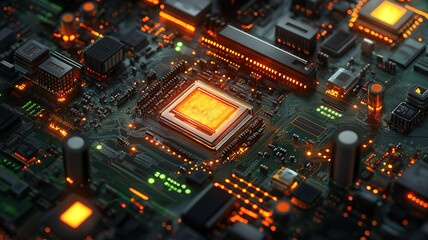 Wall Mural - intricate connections on electronic circuit board showcasing complexity in modern electronics manufa