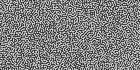 Fototapete - 260Turing reaction diffusion monochrome seamless pattern with chaotic motion .Linear design with biological shapes. Organic lines in memphis. abstract turing organic wallpaper background .	