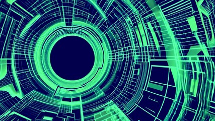 Canvas Print - Advanced Technology Spinner Displays Rotating Rings of Light in Conceptual Digital Space
