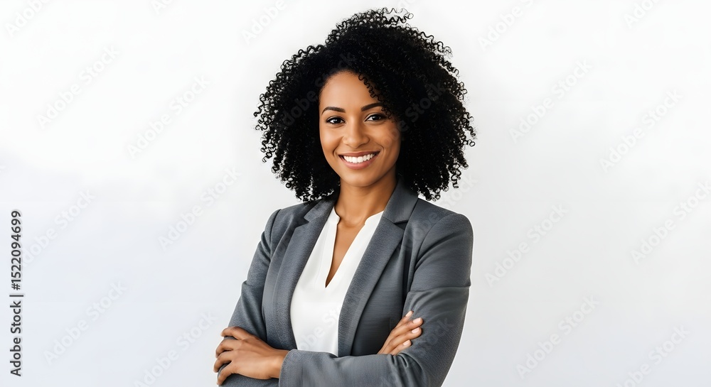 Portrait of successful african american businesswoman smiling with arms ...