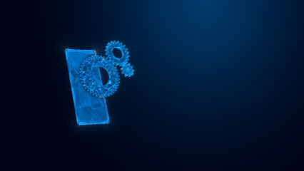 a futuristic blue background featuring glowing gears and a digital interface, representing innovatio