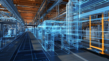 Wall Mural - role of cloud computing in enhancing digital twin over traditional cad