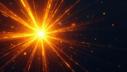 Wall Mural - vibrant starburst of yellow light exploding outwards against a dark background , beams, bright light