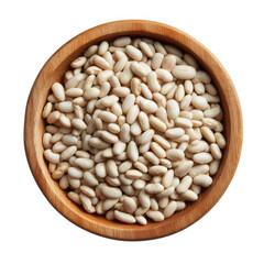 great northern beans in bowl close up on white background