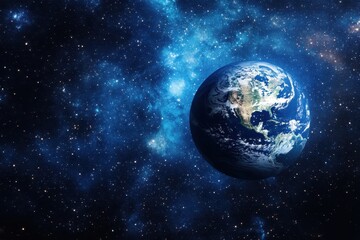 Wall Mural - view of earth from space against a backdrop of stars in the night sky, photo earth from space view b