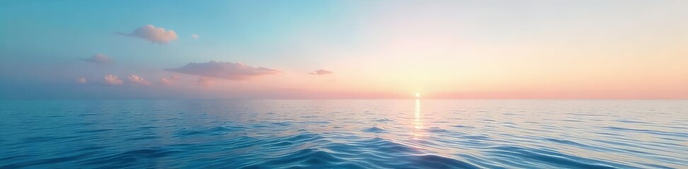 Wall Mural - Serene seascape at horizon, tranquil ocean meeting sky  Vast expanse of calm water under a clear sky, perfect for travel, nature, and serenity themes ,  coast,  peaceful,  expanse