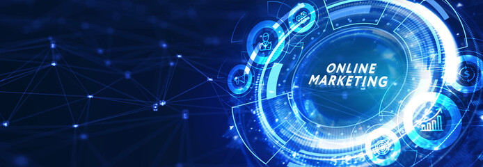 Wall Mural - Digital Marketing Technology Solution for Online Business Concept. Business, Technology, Internet and network concept. 3d illustration