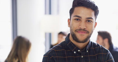 Aufkleber - Proud, business and man with portrait in office for corporate career, bank consultant and management. Male person, employee and about us, banking experience and ambition for financial opportunity