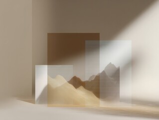 Aufkleber - Abstract Financial Data Visualization with Fluctuating Glass Charts in Neutral Minimalist Style Showing Market Volatility and Investment Risk