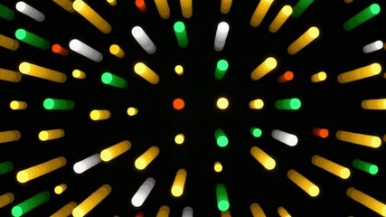 Poster - Radiant Burst of Light: A dynamic display of colorful lights, converging from all directions against a deep black canvas, creating a mesmerizing visual spectacle of illumination and energy.