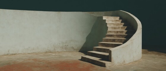 Aufkleber - Minimalist Concrete Spiral Staircase with Rustic Floor, Clean Modern Design for Architectural Visualization and Interior Design Inspiration