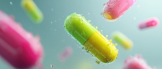 Aufkleber - Futuristic Pharmaceutical Capsules with Digital Data Streams in Advanced Laboratory for Innovative Drug Development and Next-Gen Therapeutic Solutions