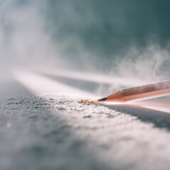 Aufkleber - Close-up of Error Correction with Pencil Eraser Mid-Removal on Paper, Highlighting Precision and Revision Process in Educational Contexts