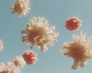 Aufkleber - Detailed of Covid Variant Coronavirus Molecules Floating in Isolated Space for Healthcare Marketing and Viral Research Documentation