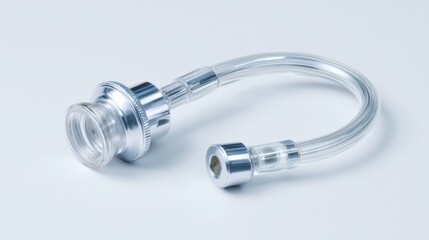 Aufkleber - Clear Medical Stethoscope with Transparent Tubing on White Background Modern Acoustic Diagnostic Tool for Healthcare and Professional Medical Use