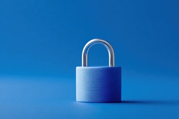 Leinwandbilder - Modern Blue Padlock with Detailed Metal Texture and Keyhole on Matching Blue Background Symbolizing Traditional Security in Physical Protection Marketing