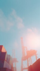 Aufkleber - Export Tariff Cargo Containers in Industrial Shipping Port with Cranes, Stacked Boxes, and Workers Highlighting Supply Chain Challenges and Trade Disruptions