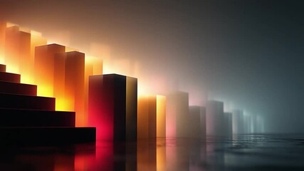 Fototapete - Gradient Column Graph: An abstract formation of columns in gradient with striking light and shadow, reflecting a sense of depth and dynamic energy.