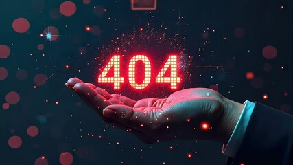Error 404, page not found, digital design, futuristic animated video banner, concept of modern technologies, internet