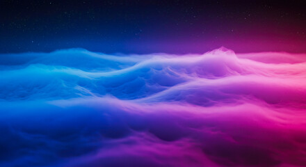 Wall Mural - Dreamlike Celestial Landscape Neon Cloudscape Fantasy Art Abstract Background Pink Blue Purple Hues Night Sky Starry Space Cosmic Waves