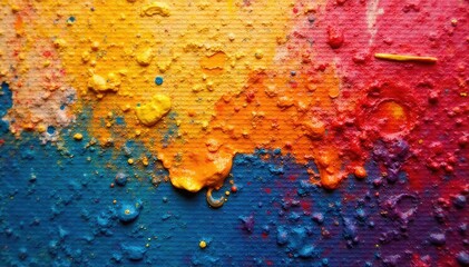Wall Mural - Close-up of vibrant, textured paint strokes on canvas, showcasing creative artistry , pigment, artistic
