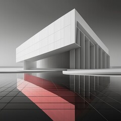 Wall Mural - 3d illustration of abstract minimal architecture background, monochromatic geometric architectural
