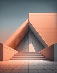 Wall Mural - 3d illustration of abstract minimal architecture background, monochromatic geometric architectural